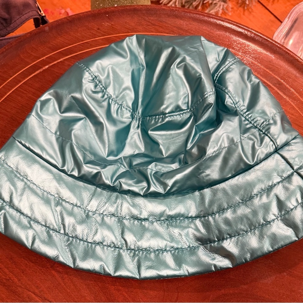 Anthropologie Teal Quilted Puffer Bucket Hat